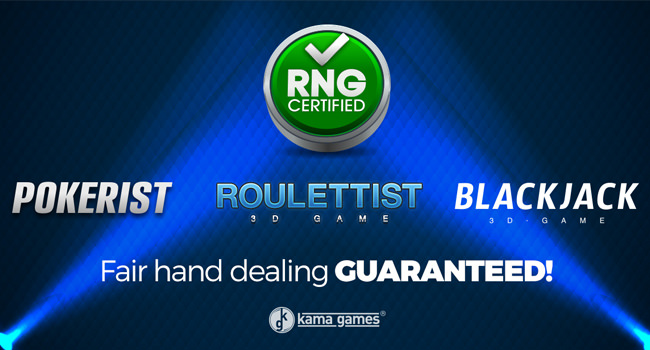 Fair Play Certificate For KamaGames Products Including Pokerist, Roulettist, & 3D Blackjack